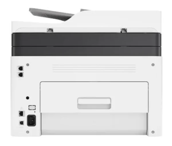 Impressora multifuncional HP Color Laser 179fnw 4ZB97A em vista traseira