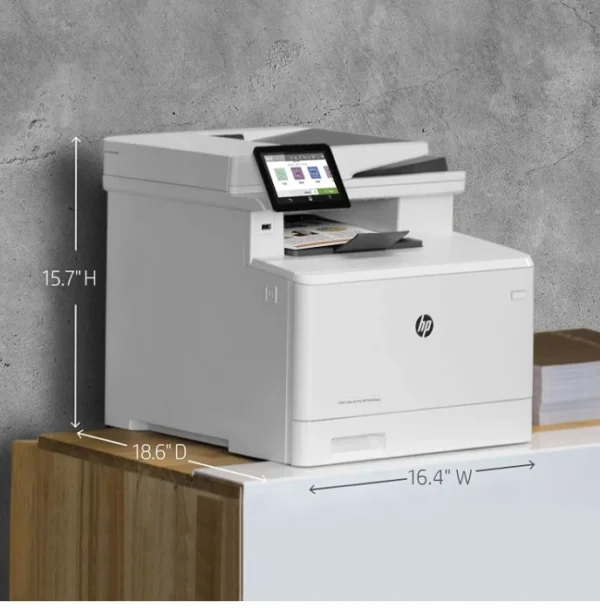 Dimensões da impressora multifuncional HP LaserJet Pro 4103dw 2Z627A